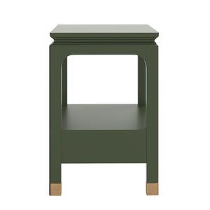 A.R.T. Furniture Eave Bedside Table - Pagoda-Inspired Design with Elegant Storage and Architectural Charm for Bedrooms Green 436140-1865