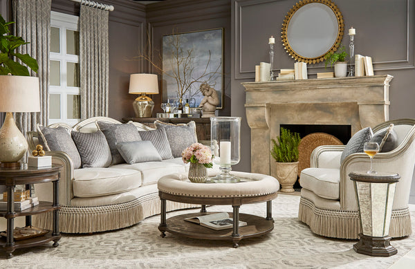 A.R.T. Furniture Giovanna Bezel Matching Chair - Luxurious European Design With Down-filled Cushions & Rich Glam Finish White, Silver  509503-5727ab