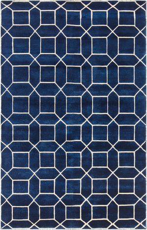Surya Keystone 4' X 6' Handcrafted Wool Rug - Unique Design For Elegance, Warmth, And Timeless Style Ink Blue Wool Ksy9004-69