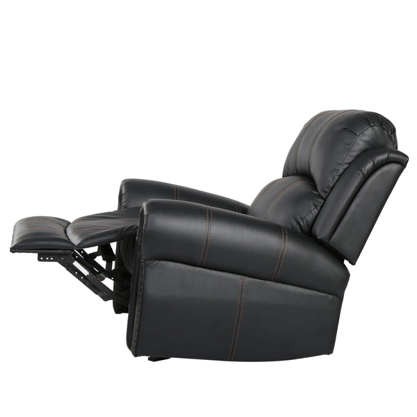 English Elm Christopher Knight Home® - GLIDING Recliner with Faux Leather Upholstery, Nailhead Trim, Foam Support and Pushback Comfort Black 57339.00PUBLK