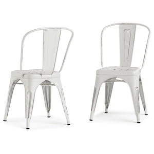 English Elm Fletcher Metal Dining Side Chair Set Of 2 - Vintage Distressed White, Durable & Chic Design B136P158661