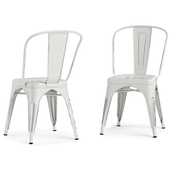 English Elm Fletcher Metal Dining Side Chair Set Of 2 - Vintage Distressed White, Durable & Chic Design B136P158661