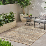 Christopher Knight Home® - Noble House - Cortez Outdoor 5'3" X 7' Contemporary Area Rug, Gray and Beige