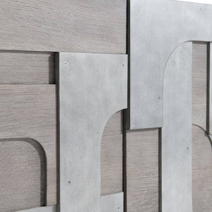 Bernhardt Bernhardt Azlin Buffet With Geometric Aluminum Overlays, Chai Oak & Steel Dust Accents, Push-Open Storage 328132