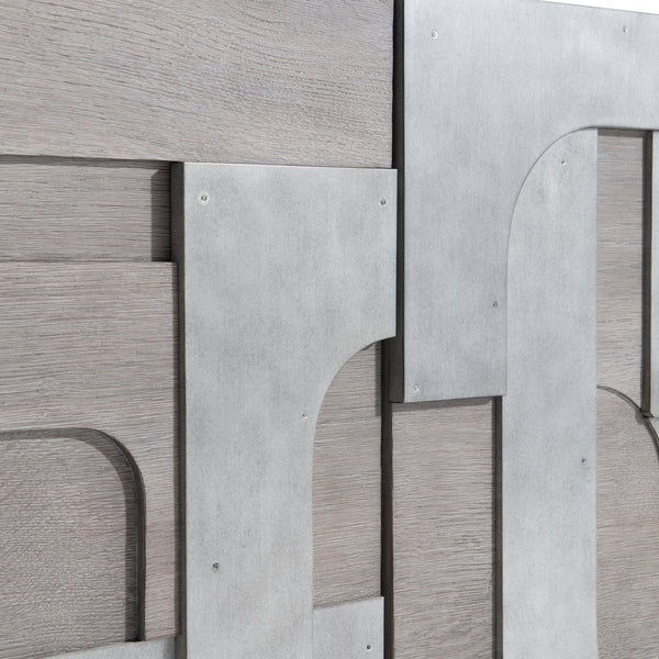 Bernhardt Bernhardt Azlin Buffet With Geometric Aluminum Overlays, Chai Oak & Steel Dust Accents, Push-Open Storage 328132