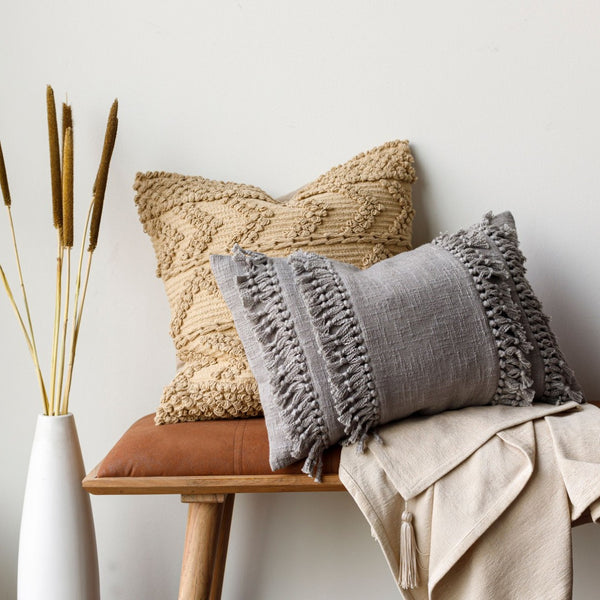 Surya Katie Handcrafted Cotton Woven Lumbar Pillow Artisan Cottage Accent for Sofa or Bed KTE004-1422D