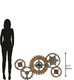 Hekman Furniture 625727 Cogwheel Iii Oversized Antique Industrial Wall Clock - Unique Design With Three Clocks!  Cogwheel Iii Gallery Wall 625727