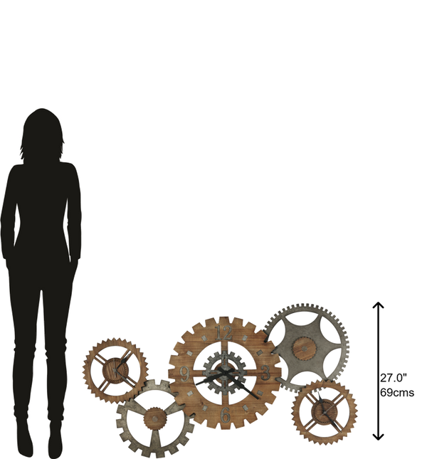 Hekman Furniture 625727 Cogwheel Iii Oversized Antique Industrial Wall Clock - Unique Design With Three Clocks!  Cogwheel Iii Gallery Wall 625727