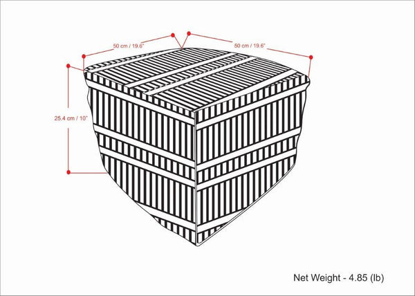 English Elm Safford Handwoven Outdoor/Indoor Square Pouf in Black & White – Recycled PET, Supportive Seat, UV Resistant B136P159026