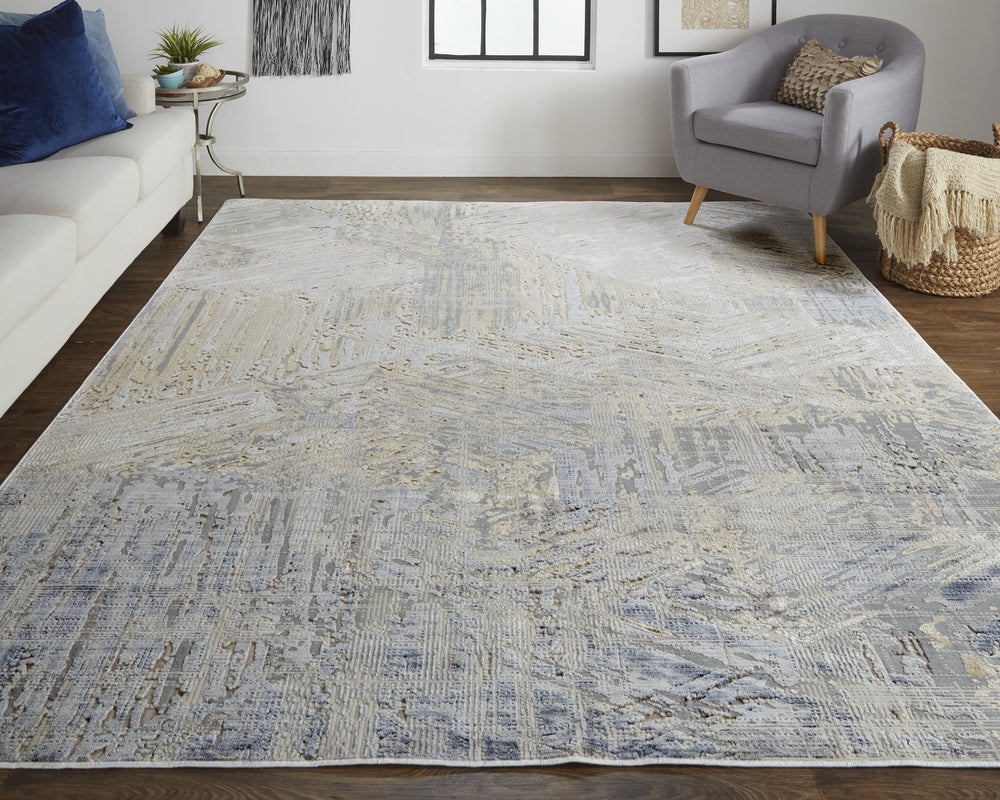 Feizy Rugs Laina Modern Low-pile Abstract Area Rug - Versatile Designs For Living Rooms, Bedrooms & More Tan,Ivory,Gray Polyester,Polypropylene Lai39g6fgrybgee7a