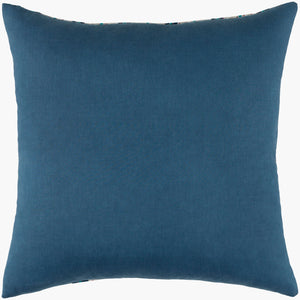 Surya Kantha 18"L X 18"W Cotton Accent Pillow - Exotic Indian Design With Intricate Stitching & Comfort Teal Cotton Kth004-2222d