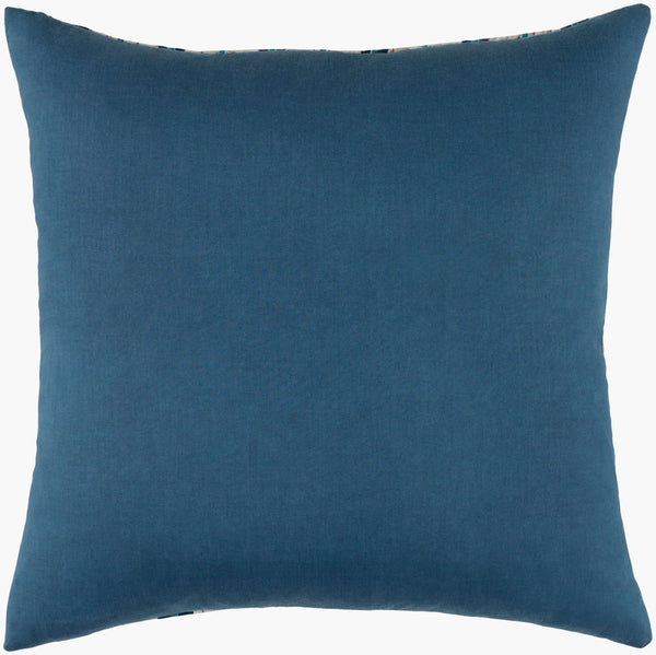 Surya Kantha 18"L X 18"W Cotton Accent Pillow - Exotic Indian Design With Intricate Stitching & Comfort Teal Cotton Kth004-2222d