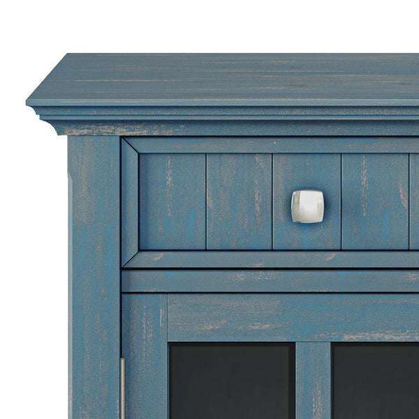 English Elm Acadian Entryway Storage Cabinet - Handcrafted Coastal Blue Charm With Adjustable Shelves & Drawers B136P158292