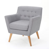 Christopher Knight Home® - Noble House - Meena Buttoned Mid Century Modern Light Grey Fabric Club Chair