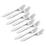 Oneida Taylor Mirror 8-Piece Stainless Steel Dinner Forks, Satin Finish, Dishwasher Safe