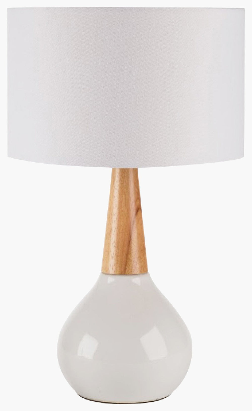 Livabliss Kent Ceramic Wood Base Table Lamp with Linen Shade for Warm Ambient Bedroom Glow KTLP-001