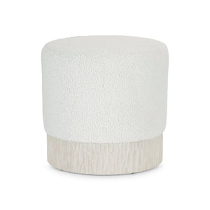 Bernhardt Bernhardt Solaria Ottoman With Rounded Upholstery & Chiseled Fossil Resin Base — Rustic Modern Accent Seat 310506