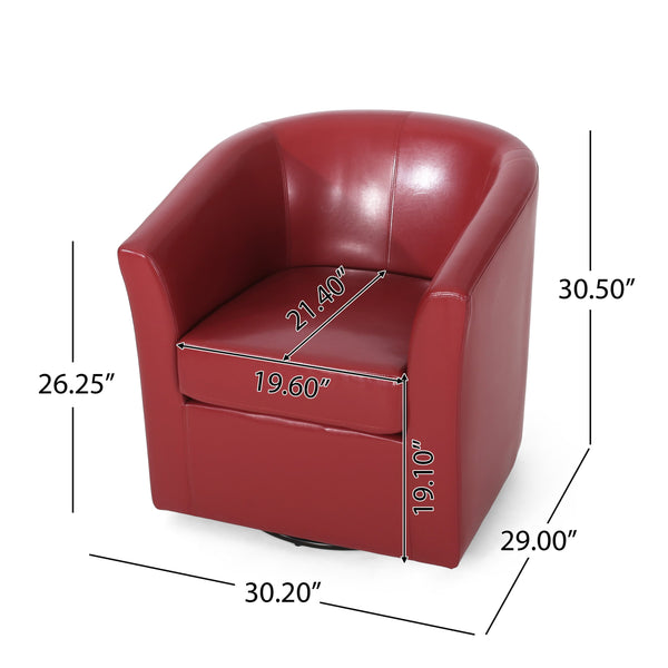 English Elm Swivel Barrel Club Chair Upholstered 360 Degree Base for Living Room Reading Nook Red 57685.00RED