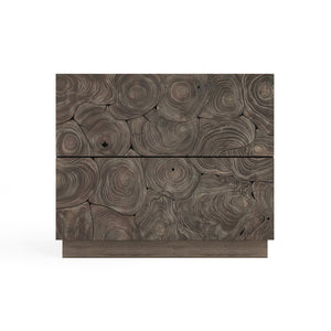 Bernhardt Bernhardt Calavaras Nightstand In Smoked Truffle Teak Veneer – Minimalist Rustic Modern Storage, 32"W 347236