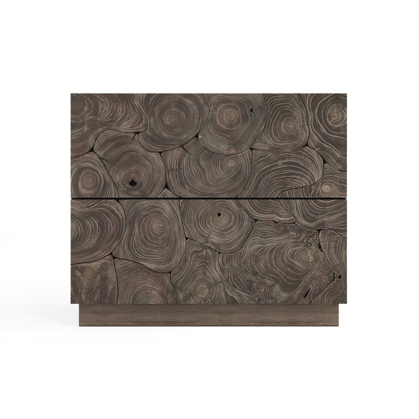 Bernhardt Bernhardt Calavaras Nightstand In Smoked Truffle Teak Veneer – Minimalist Rustic Modern Storage, 32"W 347236