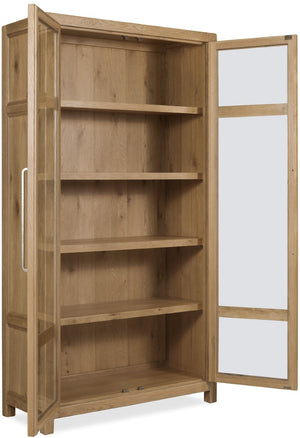 Hooker Furniture Driftwood Buckboard Display Cabinet With Seeded Glass, Plate Grooves & Touch Led Lighting For Home Light Wood 6820-75906-80