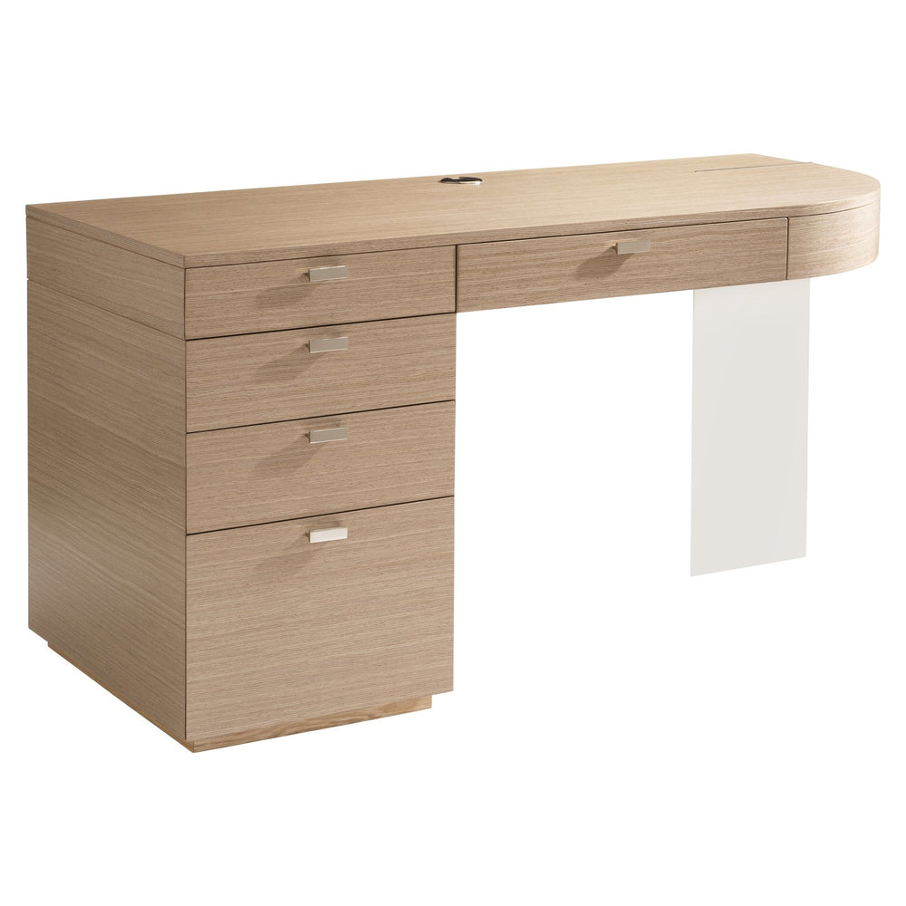 Bernhardt Bernhardt Modulum Desk With Sahara Veneer, Polished Stainless Accent, Integrated Power & Storage D19514