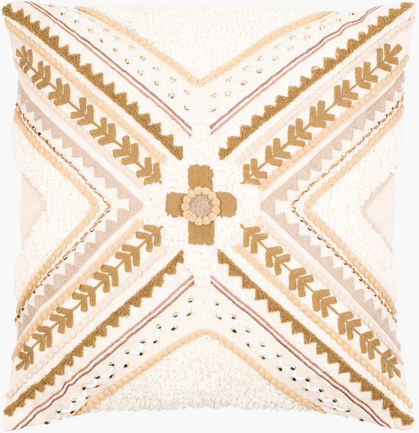 Surya Kenitra 18" Global Inspired Accent Pillow - Elegant Cotton Decor For Eclectic Home Charm & Style Olive Cotton,Cotton Ktr001-1818d