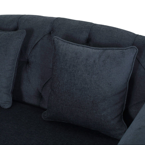 English Elm Christopher Knight Home® - Loveseat Double Chaise Lounge - Luxurious Charcoal Upholstered Seating With Accent Pillows & Style 68104.00AFCHAR_68104.00BFCHAR
