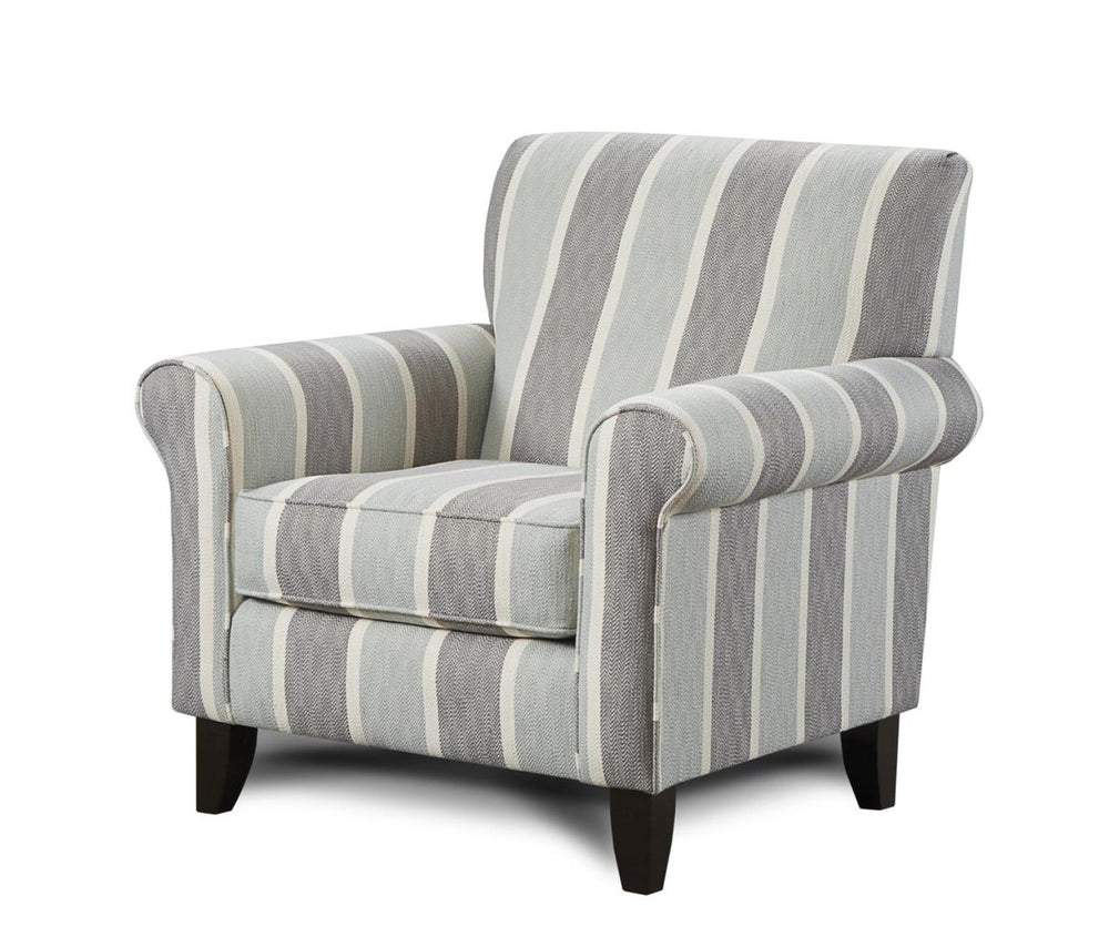Fusion Grande Life's A Beach Mist Colorful Accent Chair With Rolled Arms & Tapered Legs For Any Decor Multi W,100% Polyester 502 Life's A Beach Mist Accent Chair