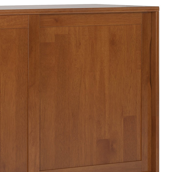 English Elm Harper 48" Solid Hardwood Mid-Century Storage Cabinet with Sliding Doors, Drawers, Eco Finish Light Brown B136P158711