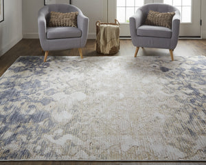 Feizy Rugs Laina Modern Low-pile Machine-made Rug Collection - Perfect For Any Space With Stylish Patterns Tan,Ivory,Blue Polyester,Polypropylene Lai39g7fblubgei38