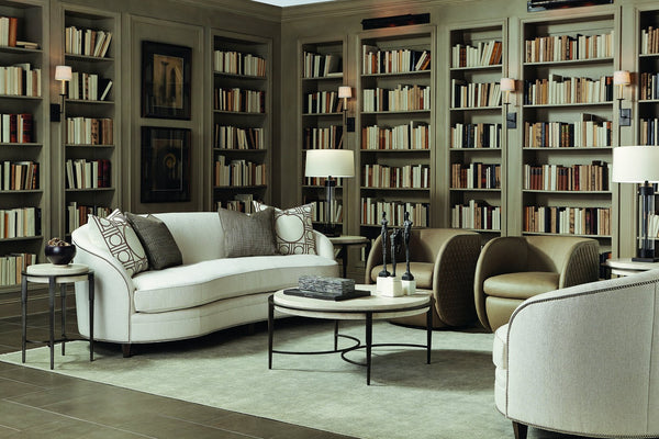 Bernhardt Bernhardt Travertine Barclay Cocktail Table — 42" Round Honed Stone Top With Antique Pewter Steel Base 512015