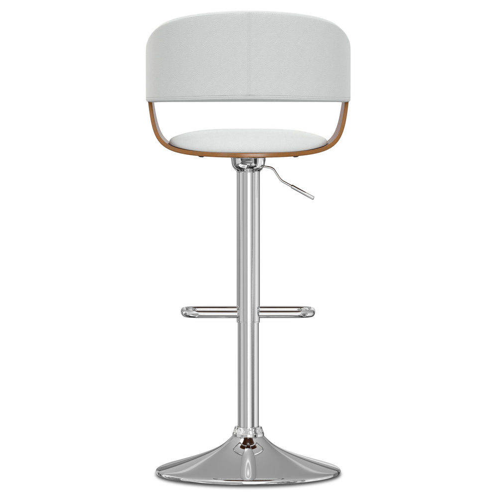 English Elm Lowell - Mid-Century Modern Adjustable Swivel Bar Stool In White Vegan Leather & Chrome Base B136P158835