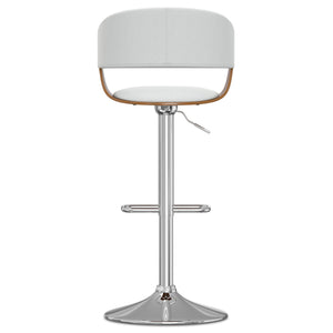 English Elm Lowell - Mid-Century Modern Adjustable Swivel Bar Stool In White Vegan Leather & Chrome Base B136P158835