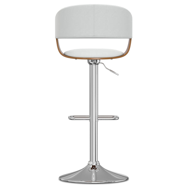 English Elm Lowell - Mid-Century Modern Adjustable Swivel Bar Stool In White Vegan Leather & Chrome Base B136P158835