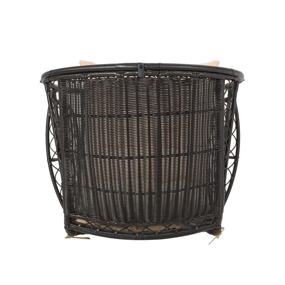English Elm Christopher Knight Home® - MALIA Wicker Standing Basket Chair with Water-Resistant Cushion, Iron Frame, Handcrafted Outdoor Cozy Retreat Brown 68018.00BTN