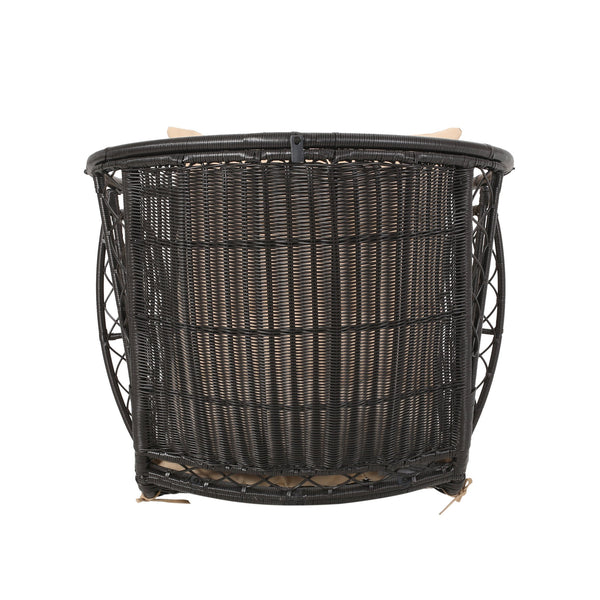 English Elm Christopher Knight Home® - MALIA Wicker Standing Basket Chair with Water-Resistant Cushion, Iron Frame, Handcrafted Outdoor Cozy Retreat Brown 68018.00BTN