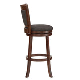 Homelegance By Top-Line Sydney Upholstered Back Swivel 29" Bar Height Stool Dark Grey Rubberwood