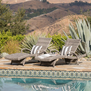 English Elm Christopher Knight Home® - Crete Wicker Chaise Lounge Set - Weather-Resistant Outdoor Chairs For Modern Patios & Pool Areas 58997.00ARMMP2