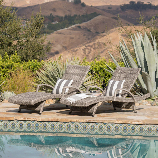 English Elm Christopher Knight Home® - Crete Wicker Chaise Lounge Set - Weather-Resistant Outdoor Chairs For Modern Patios & Pool Areas 58997.00ARMMP2