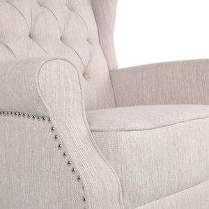 English Elm Christopher Knight Home® - ROCKING Chair Beige Fabric Wingback with Birch Rockers, Button-Tufted Diamond Stitch Comfort & Style 72153.00