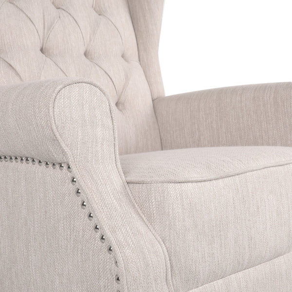 English Elm Christopher Knight Home® - ROCKING Chair Beige Fabric Wingback with Birch Rockers, Button-Tufted Diamond Stitch Comfort & Style 72153.00