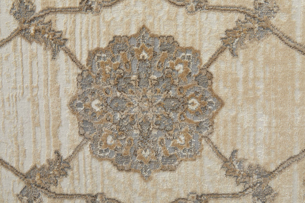 Feizy Rugs Celene Vintage-inspired Floral Rug - Elegant Neutral Palette, Power Loomed For Timeless Style Tan,Ivory,Brown Viscose,Polyester Cel39kzfbgegrye70