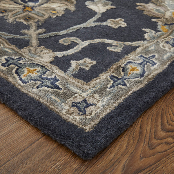 Feizy Rugs Prescott Hand-tufted Viscose & Wool Floral Rug - Traditional Persian Design With Elegant Sheen Blue,Silver,Gray Viscose,Wool Pct8940fnvygrye10