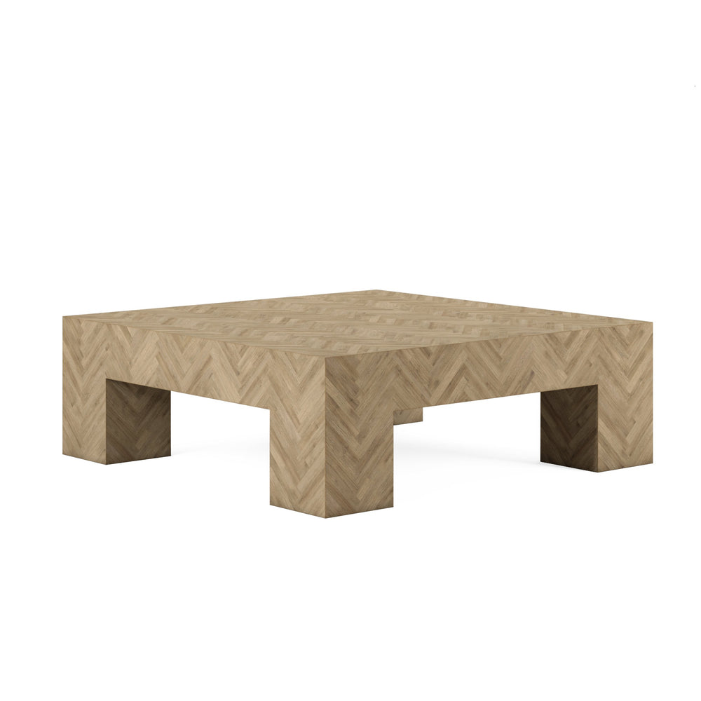 A.R.T. Furniture Garrison Cocktail Table: Casual Contemporary Design With Herringbone Finish And Thick Block Legs Brown Parawood Solids With Ash Embossing,White Oak Veneers 322301-1302
