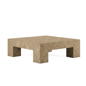 A.R.T. Furniture Garrison Cocktail Table: Casual Contemporary Design With Herringbone Finish And Thick Block Legs Brown Parawood Solids With Ash Embossing,White Oak Veneers 322301-1302