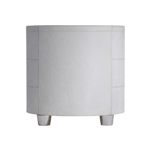 Bernhardt Bernhardt Lyric Nightstand In White Hair-On-Hide With Saddle Stitching, Glass Top, Soft-Close Drawers 321229