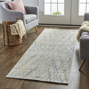 Feizy Rugs Elias Handwoven Abstract Diamond Area Rug In Luxurious Viscose And Wool For Elegant Home Decor Gray,Ivory Viscose,Wool Els6589fblu000i29