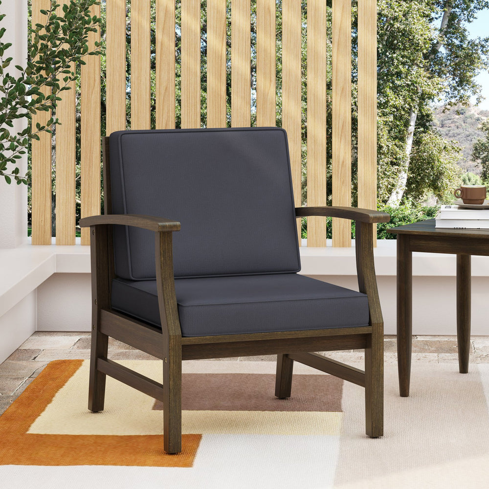 English Elm Perla Solid Acacia Outdoor Club Chair Slatted Hardwood Frame Resort Patio Seat 61442.00GDGRY