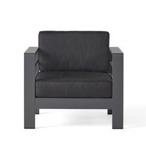 English Elm Cape Coral Aluminum Slat Club Chair Resort Style Patio Seat with Thick Cushions 56347.00GRY